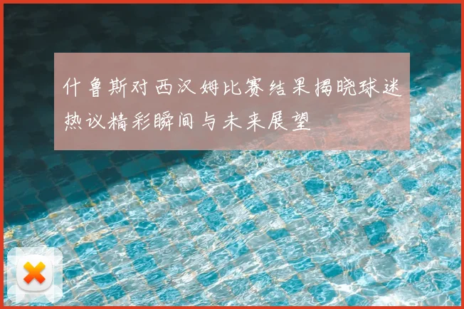 什鲁斯对西汉姆比赛结果揭晓球迷热议精彩瞬间与未来展望